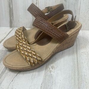 BOC Born Concepts Braided Wedge Sandals Tan Brown size 10 Vacation Summer Spring